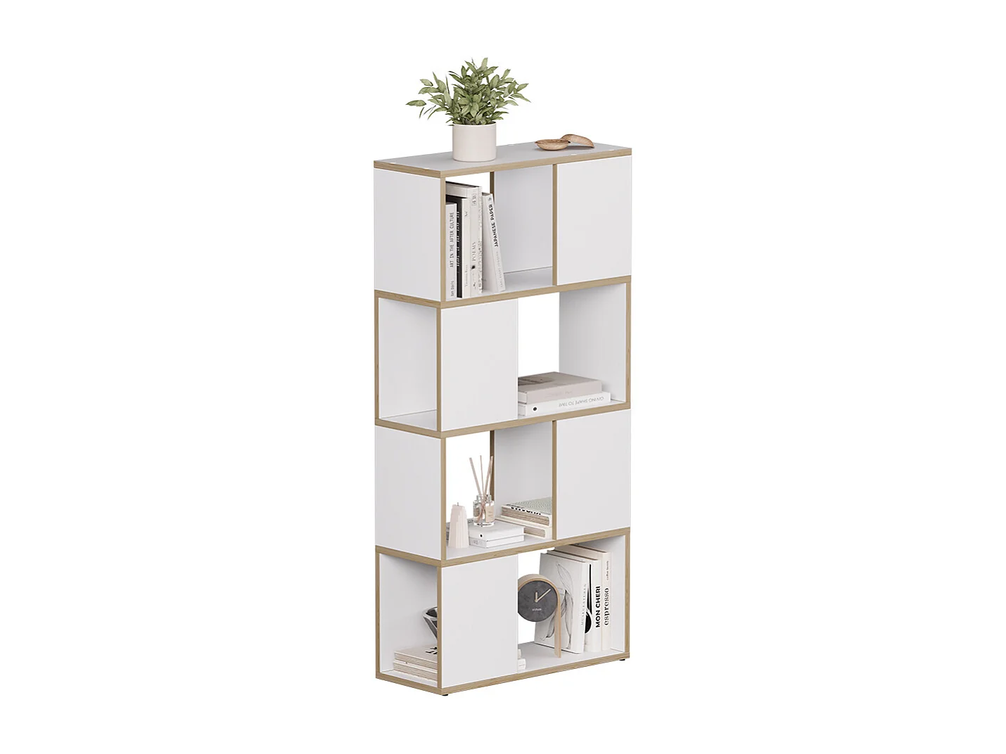 Raumteiler weiß/eiche 60x24x124.5 eneos