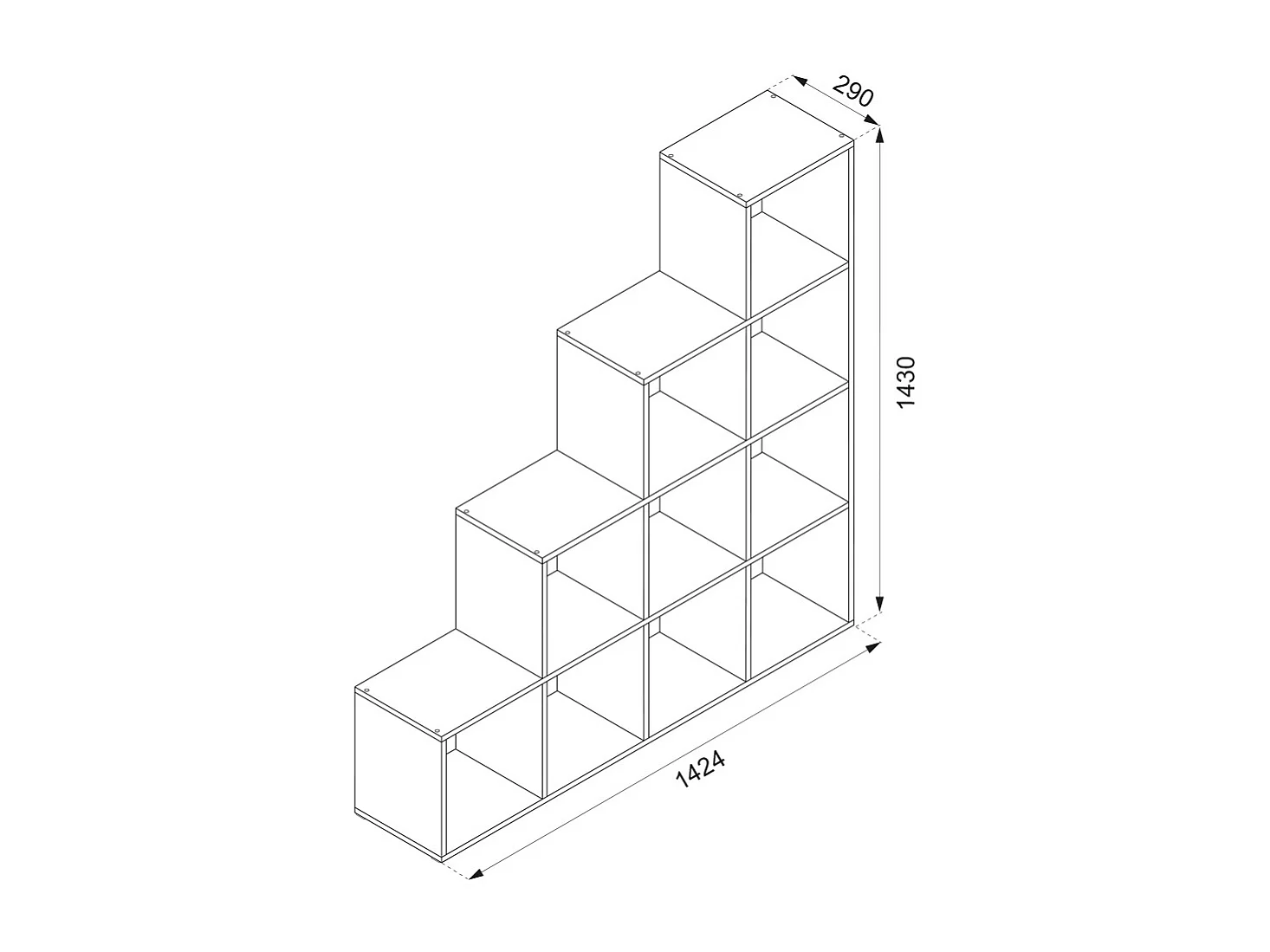 Scaffale per scale bianco 142.5x29x140