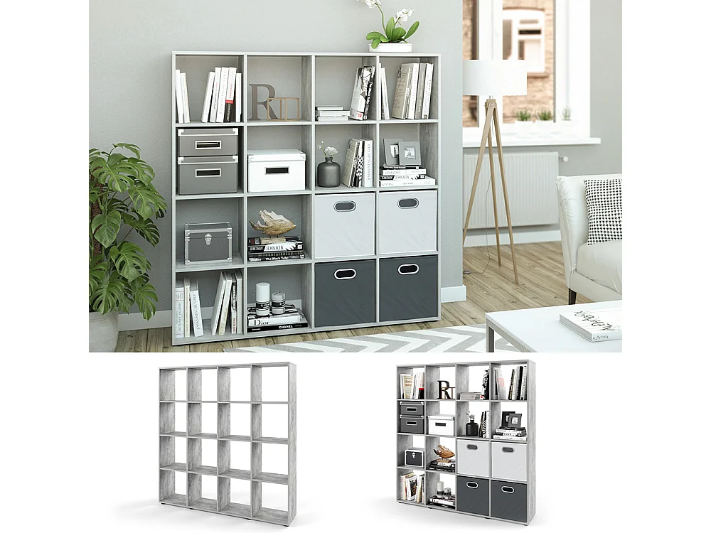 Meuble de rangement cube gris 138.5x29x142.5 karree