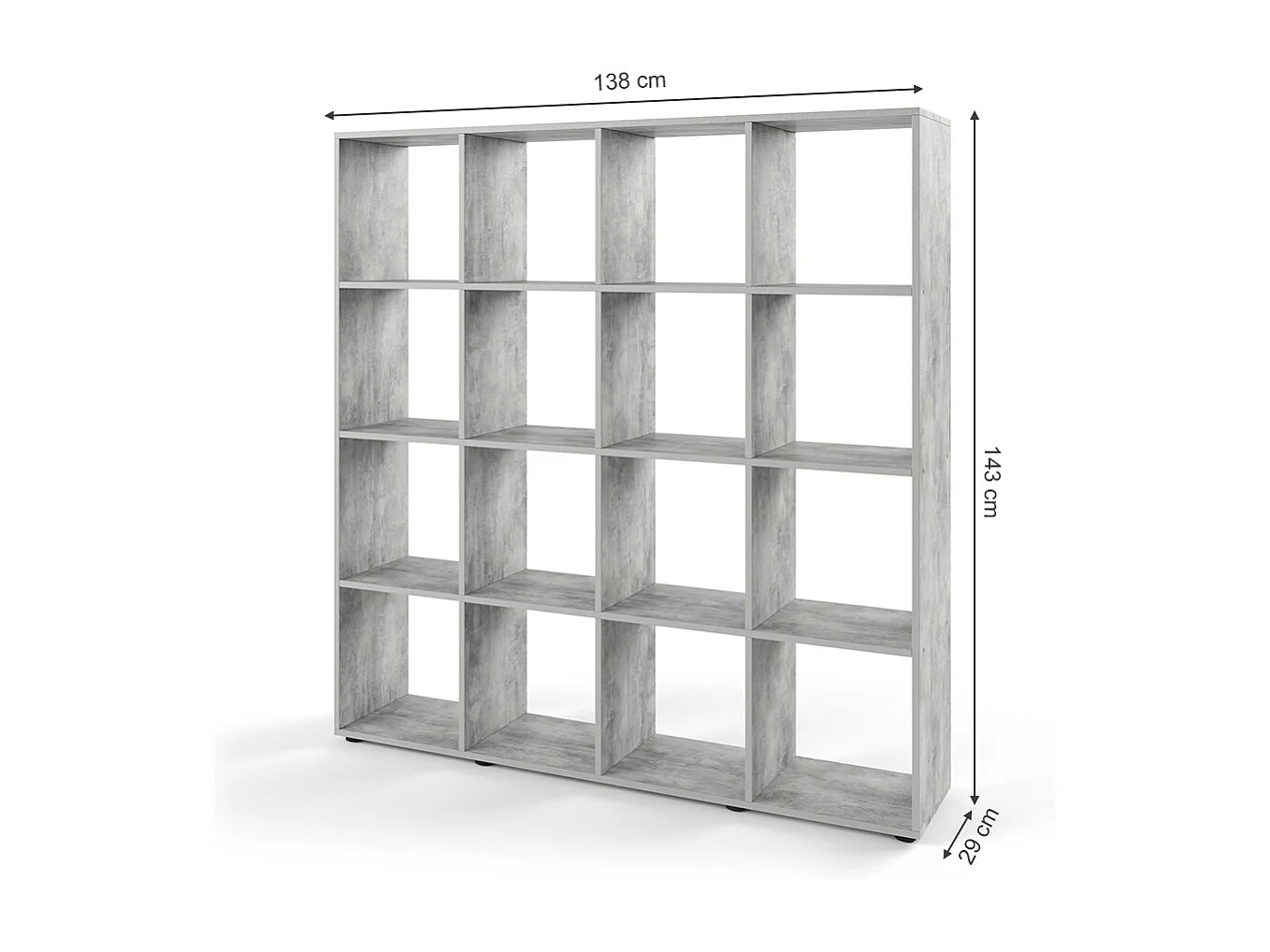 Meuble de rangement cube gris 138.5x29x142.5 karree