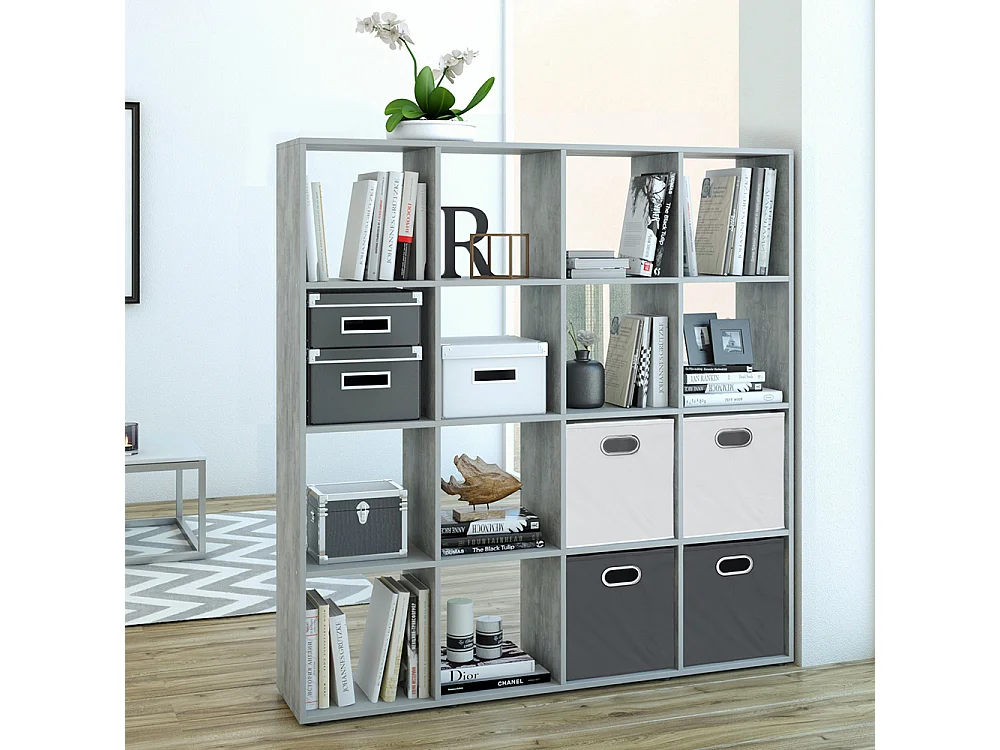 Meuble de rangement cube gris 138.5x29x142.5 karree