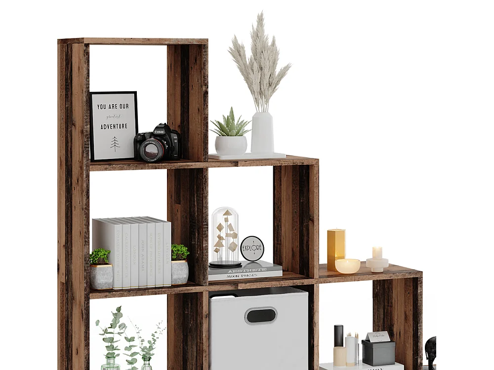 Treppenregal antikholz 142.5x29x140