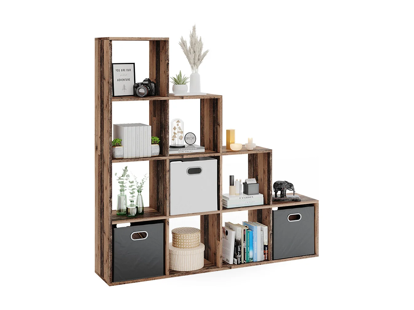 Treppenregal antikholz 142.5x29x140