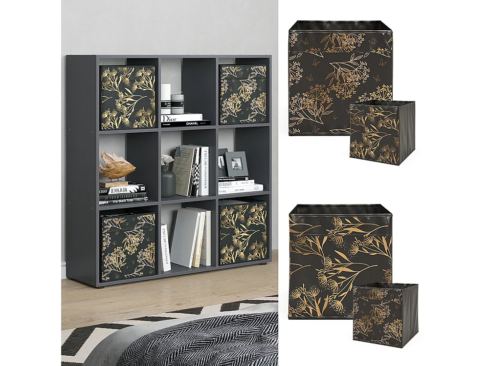 Meuble de rangement cube noir 104x29x108 nove