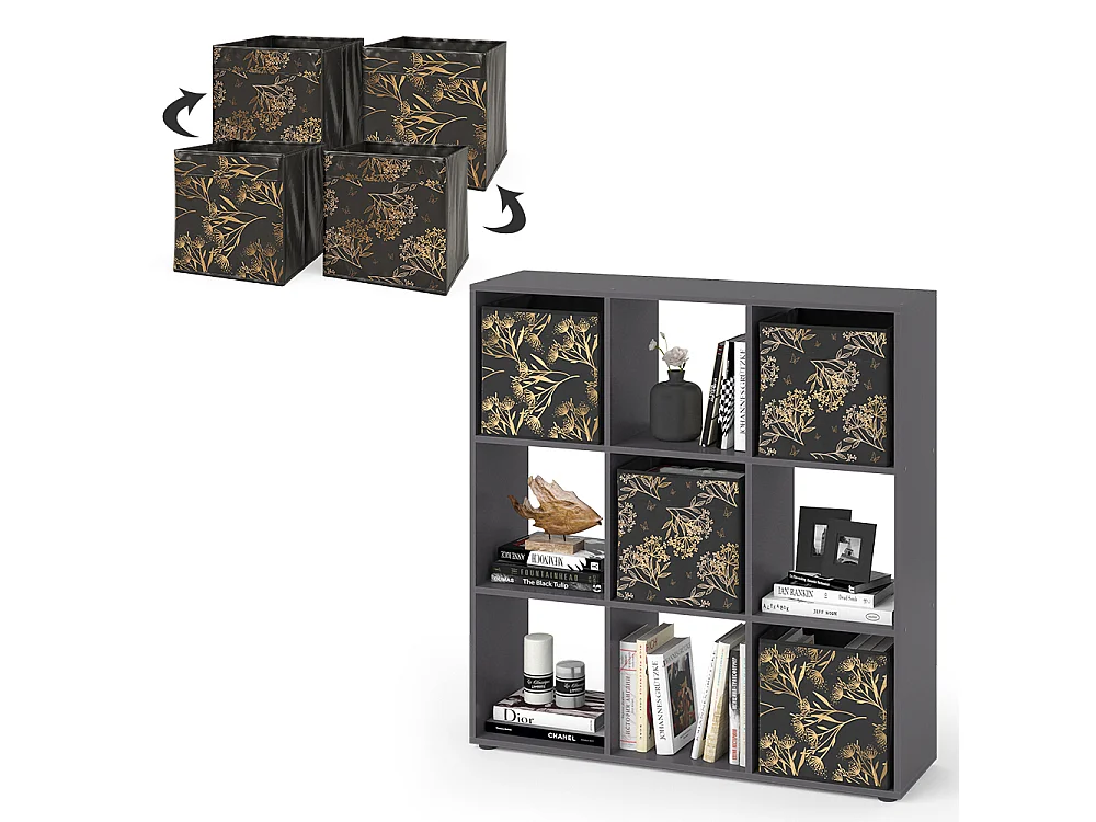 Meuble de rangement cube noir 104x29x108 nove