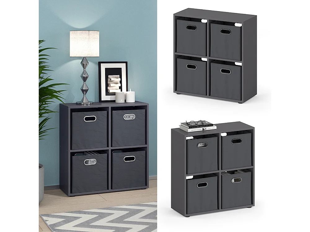 Meuble de rangement cube gris 72.6x29x72 tetra
