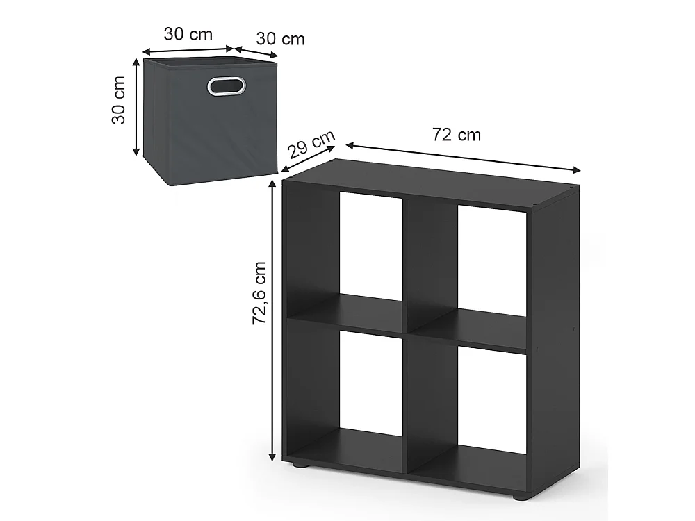 Meuble de rangement cube gris 72.6x29x72 tetra