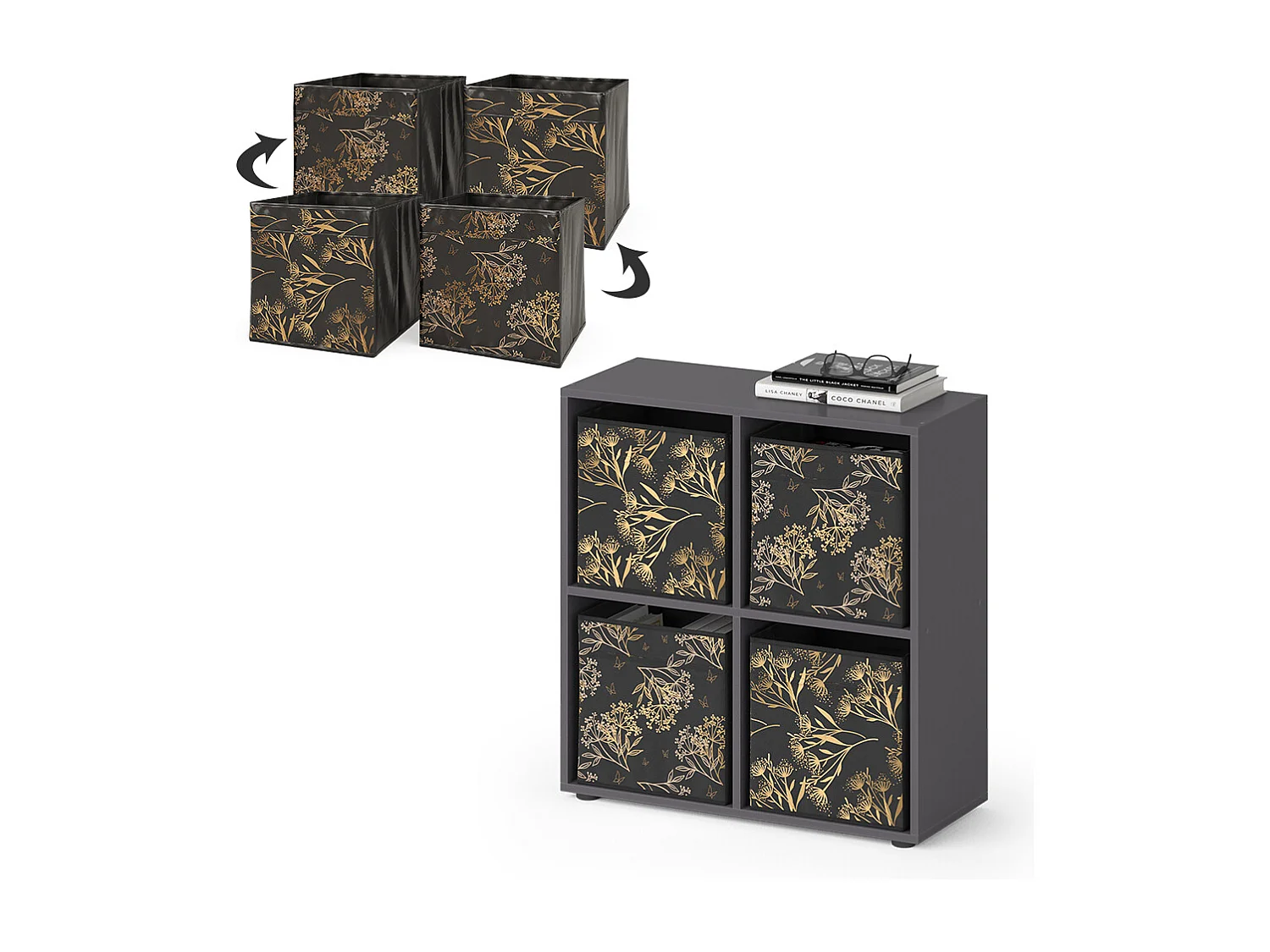 Meuble de rangement cube noir 72.6x29x72 tetra