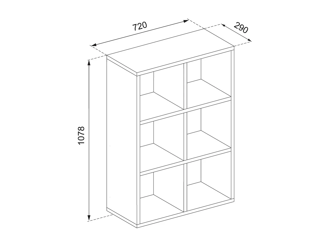 Meuble de rangement cube bois antique 72x29x107.8