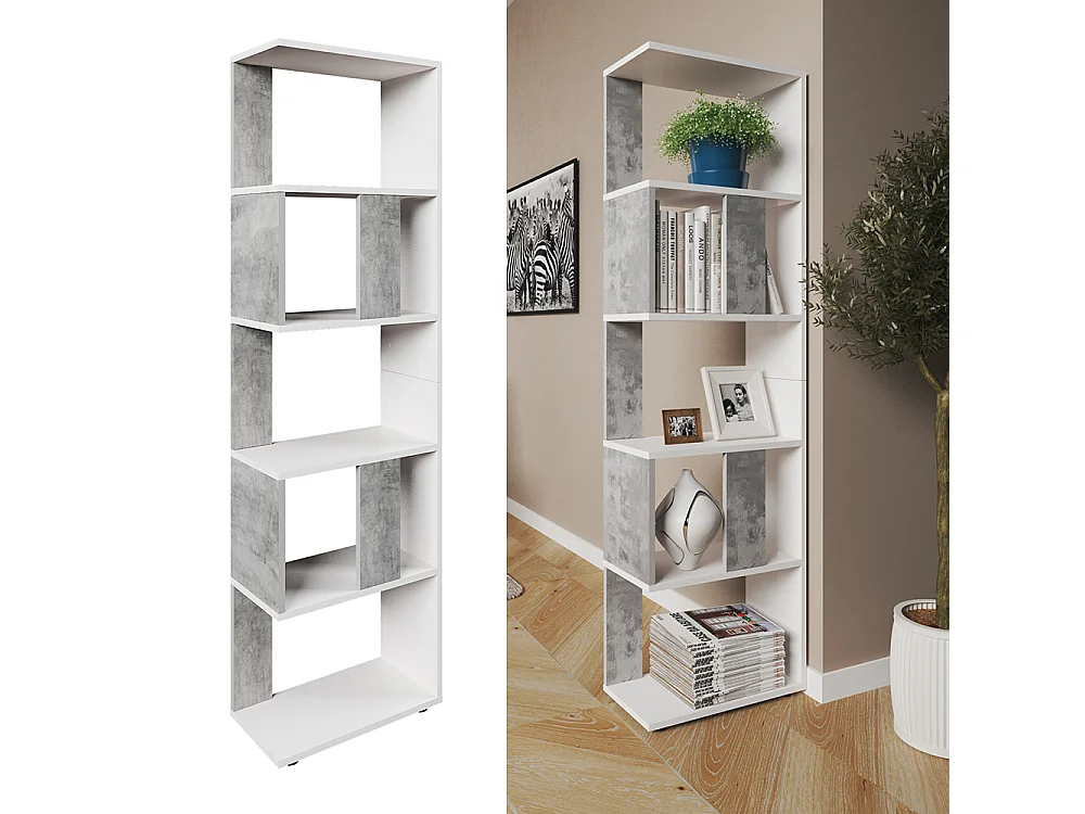 Room divider concrete/white 45x23.6x162.6