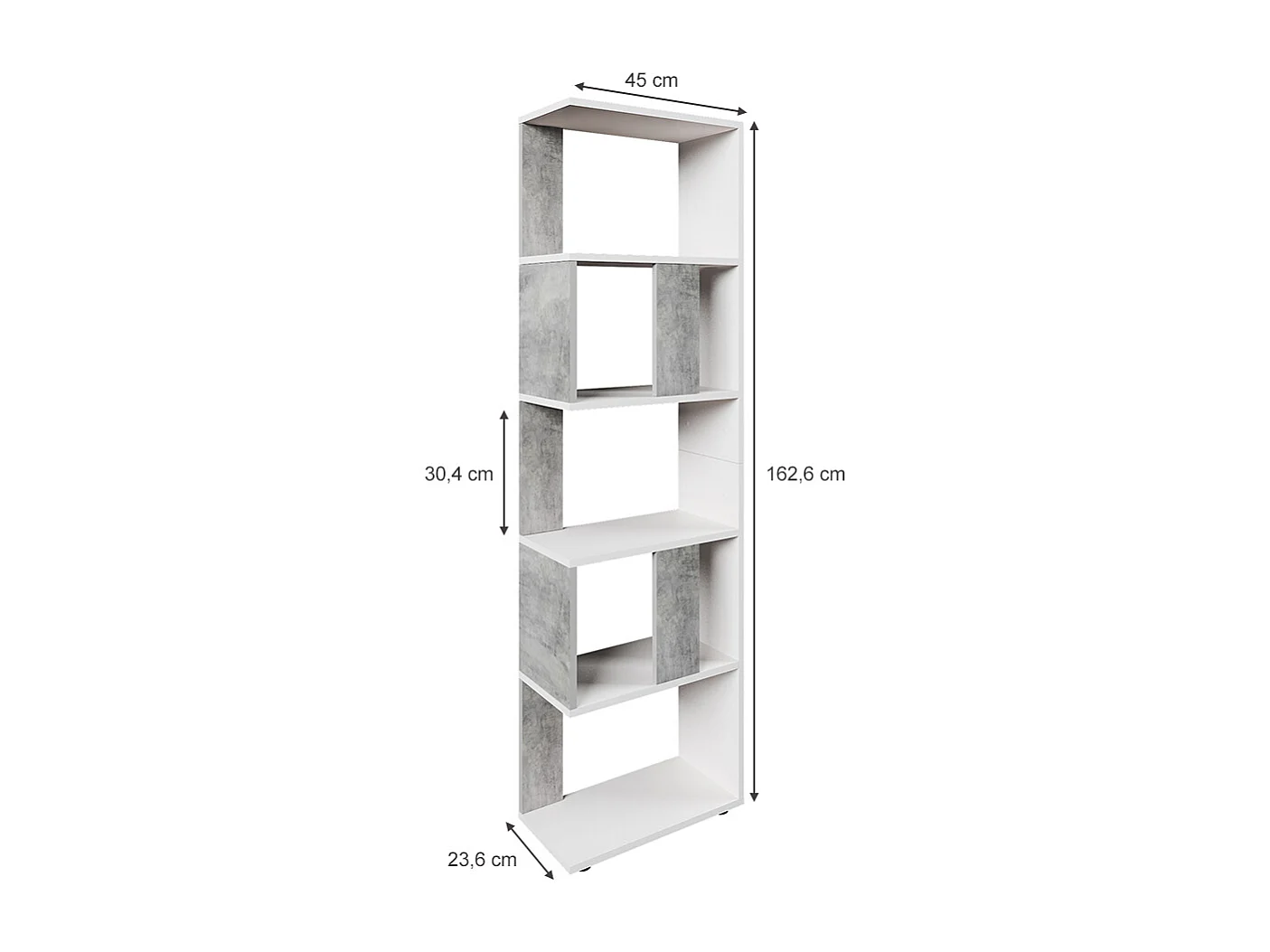 Room divider concrete/white 45x23.6x162.6