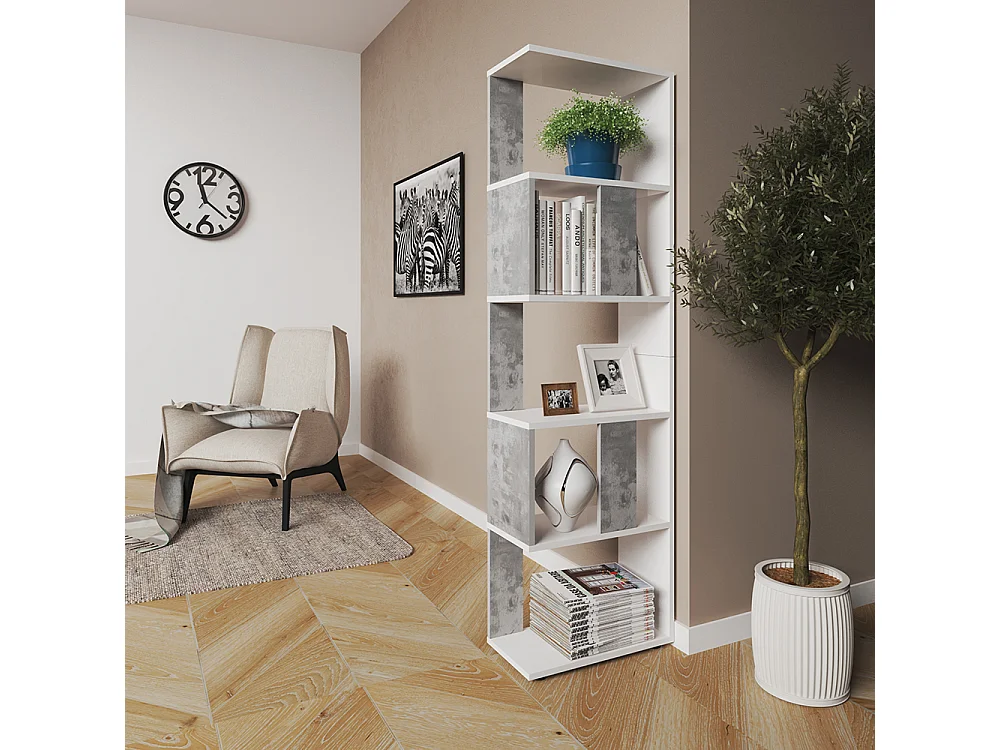Room divider concrete/white 45x23.6x162.6