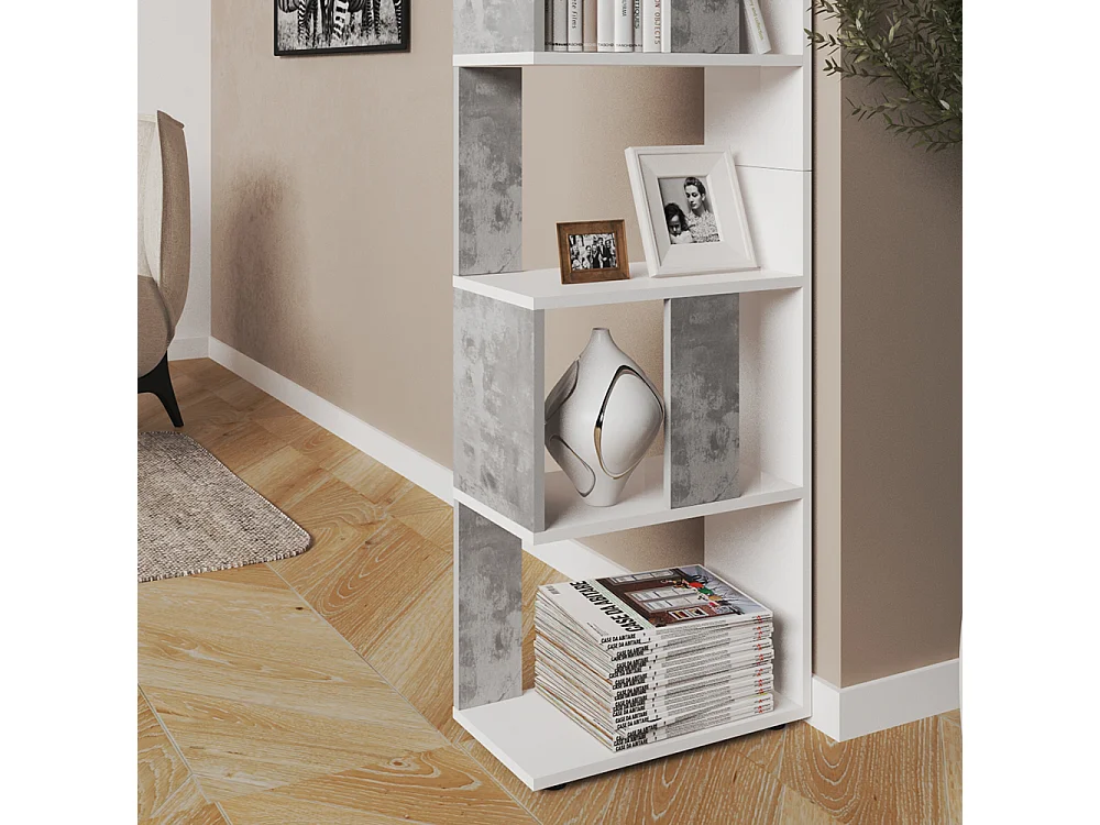 Room divider concrete/white 45x23.6x162.6