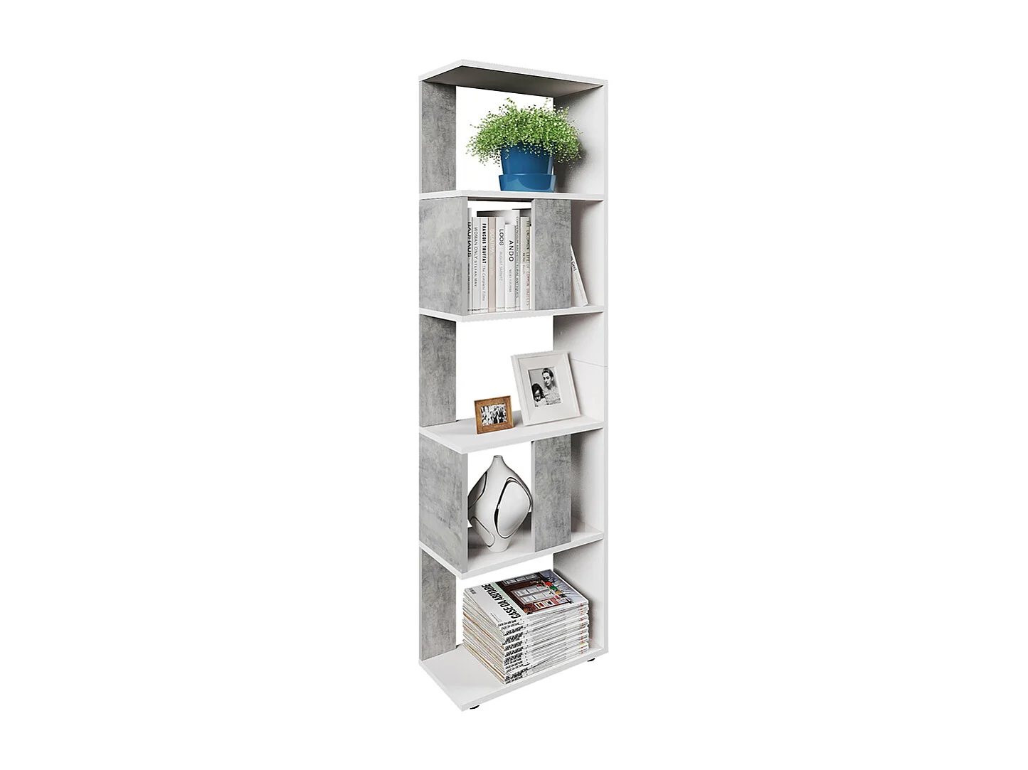 Room divider concrete/white 45x23.6x162.6