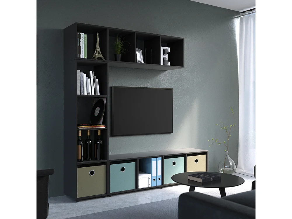 Meuble de rangement cube noir 142.5x33x36.2 ludus