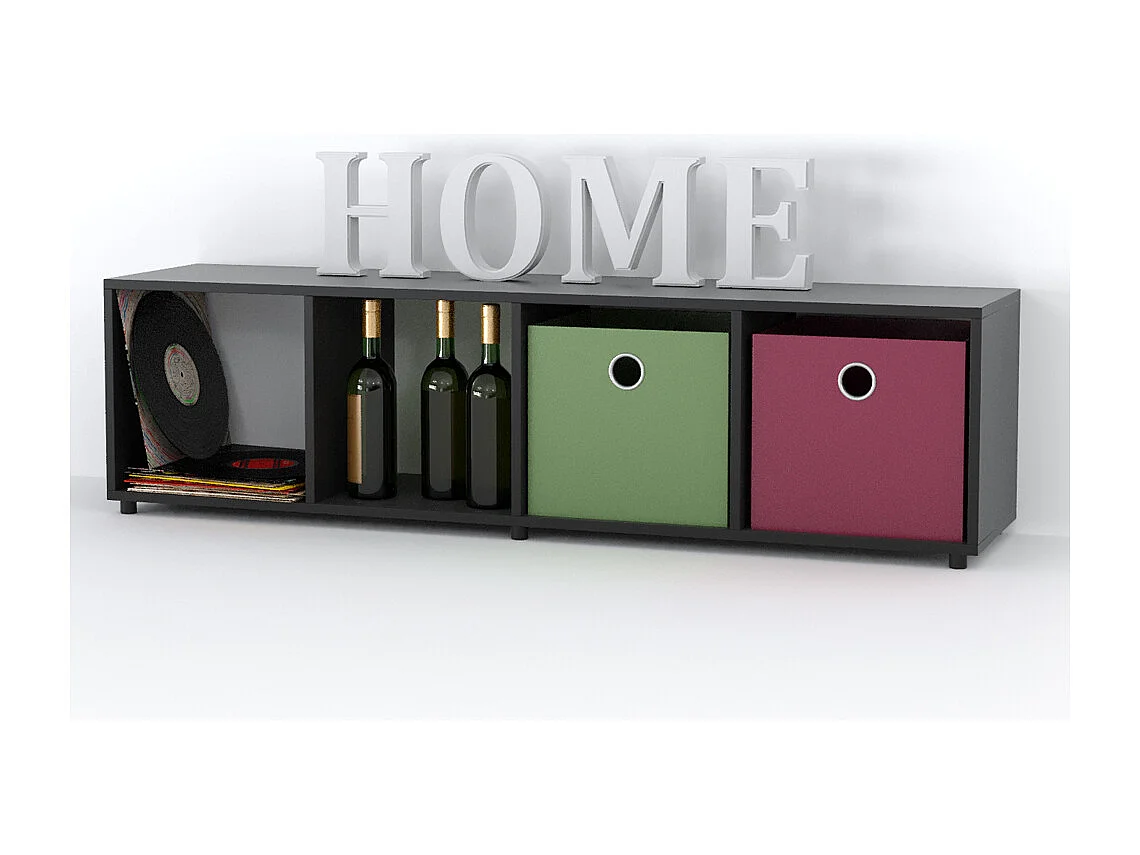 Meuble de rangement cube noir 142.5x33x36.2 ludus