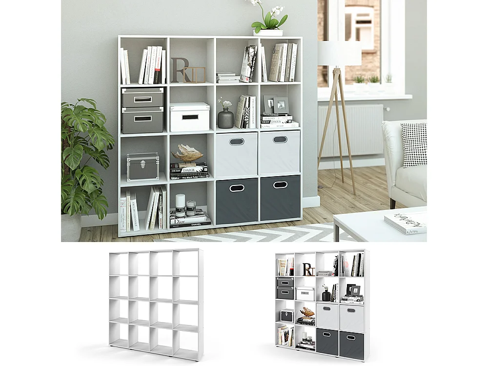 Meuble de rangement cube blanc 138.5x29x142.5 karree