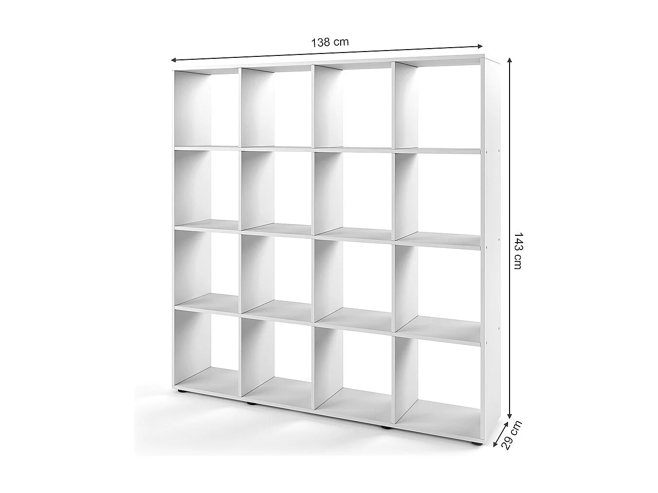 Meuble de rangement cube blanc 138.5x29x142.5 karree