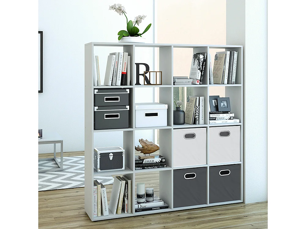 Meuble de rangement cube blanc 138.5x29x142.5 karree