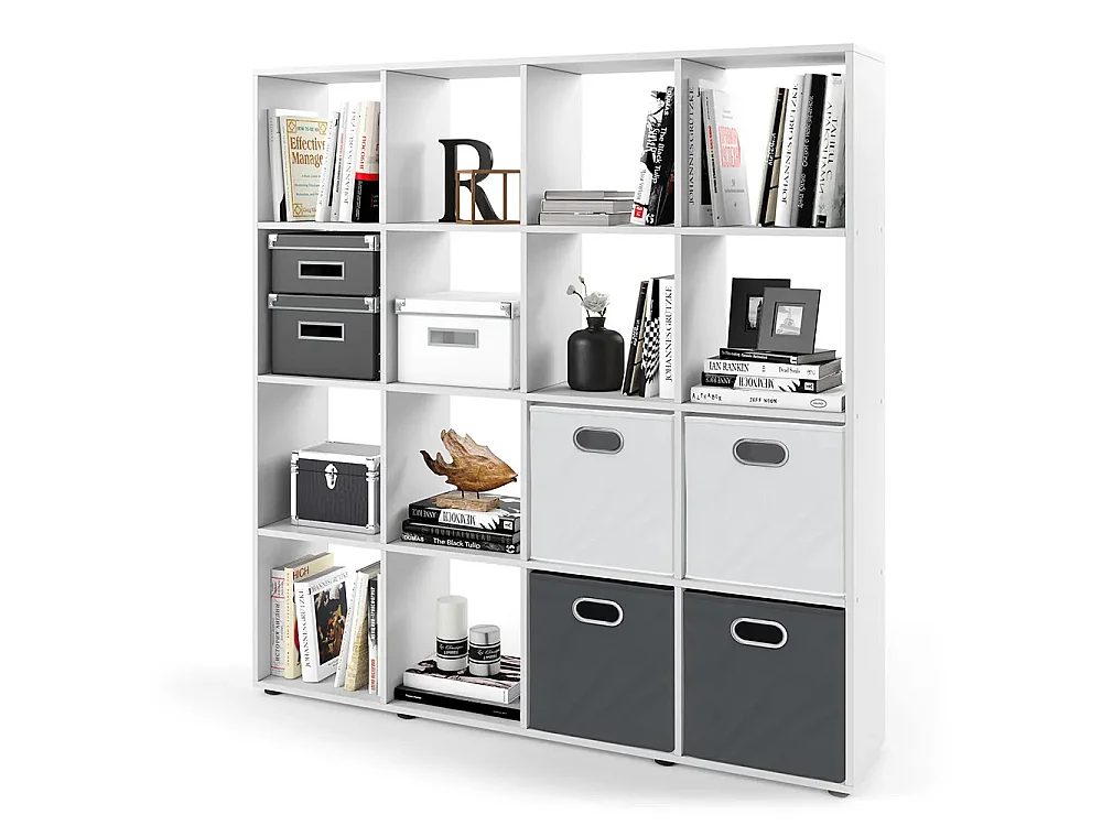 Meuble de rangement cube blanc 138.5x29x142.5 karree