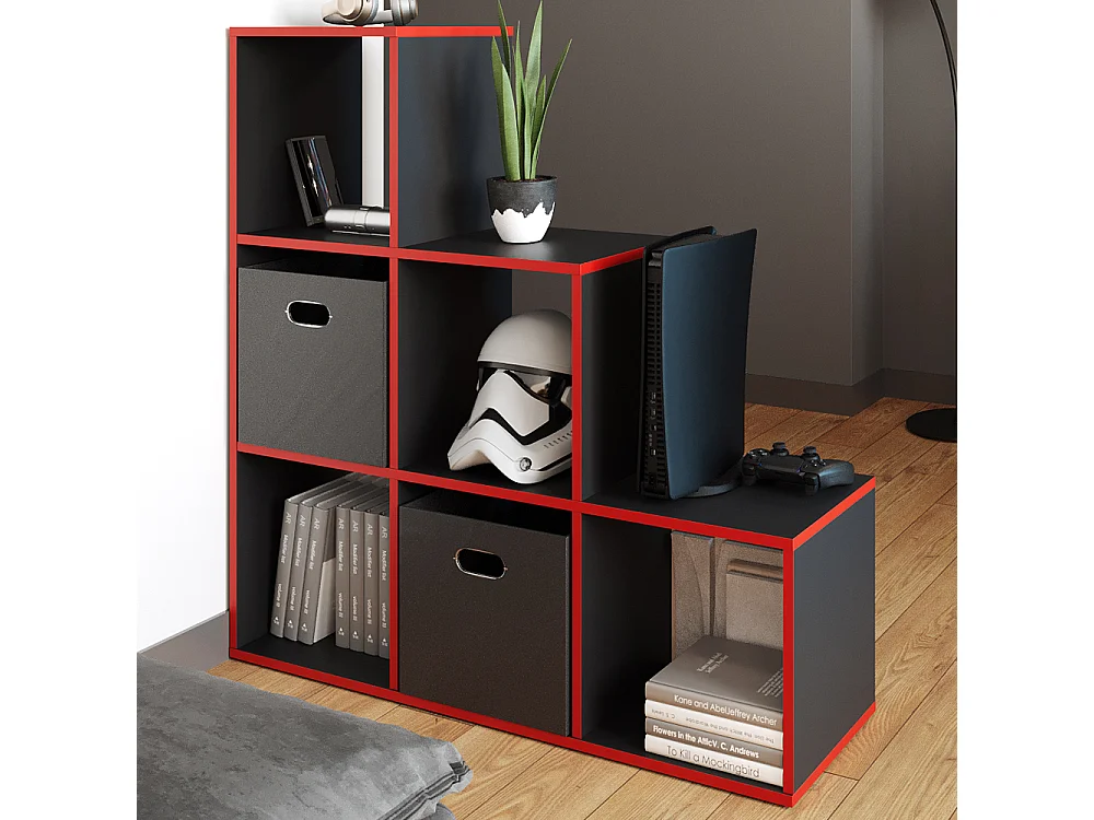 Étagère noir/rouge 107.2x29x107.8