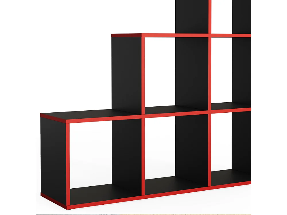 Étagère noir/rouge 107.2x29x107.8