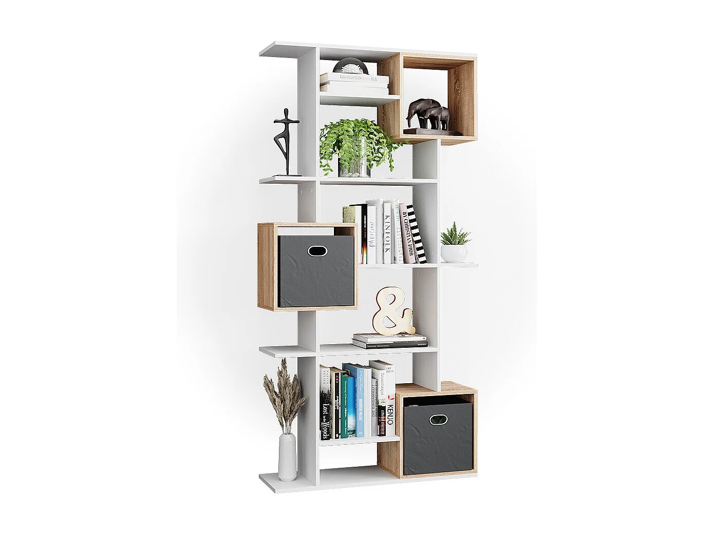 Scaffale bianco/sonoma 92x29x187.7 cube