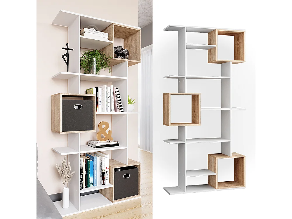 Meuble de rangement cube blanc/sonoma 92x29x187.7 cube