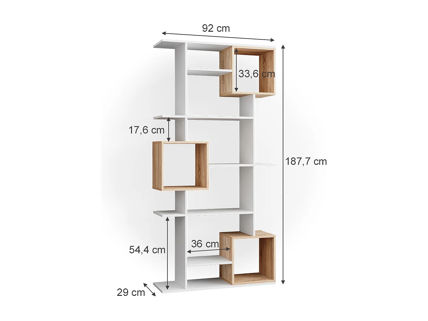 Meuble de rangement cube blanc/sonoma 92x29x187.7 cube