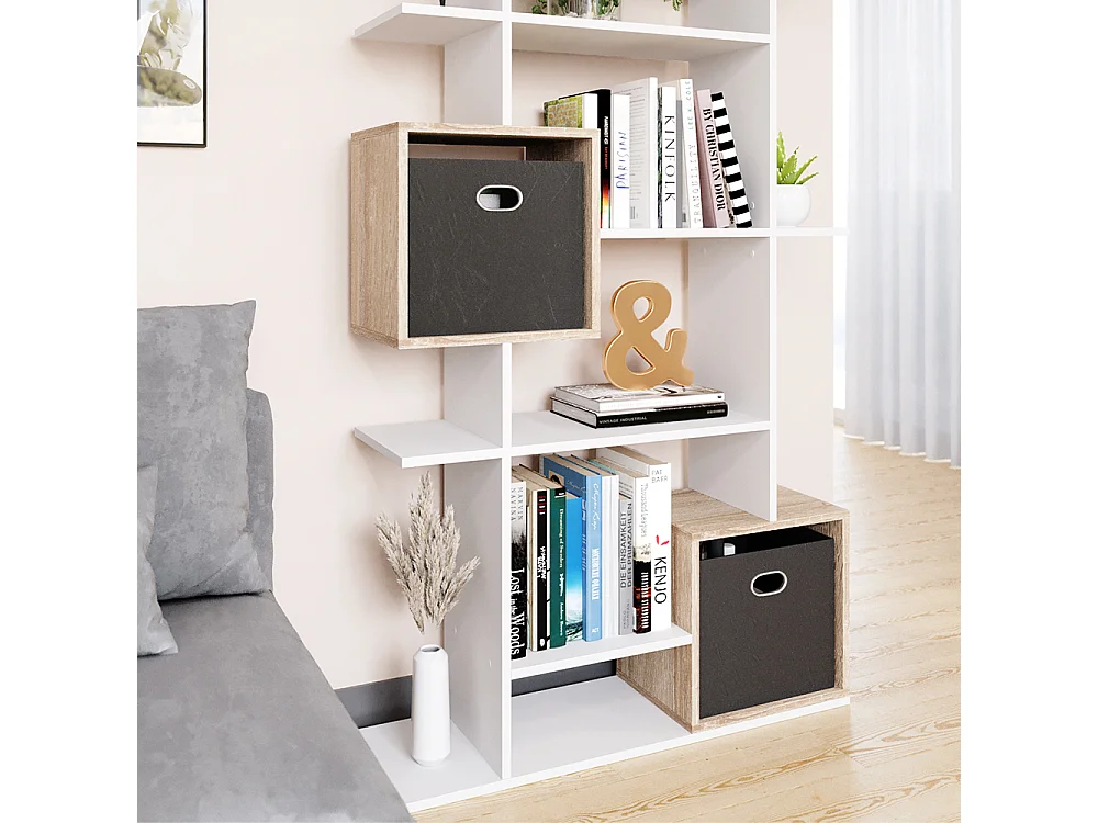 Meuble de rangement cube blanc/sonoma 92x29x187.7 cube