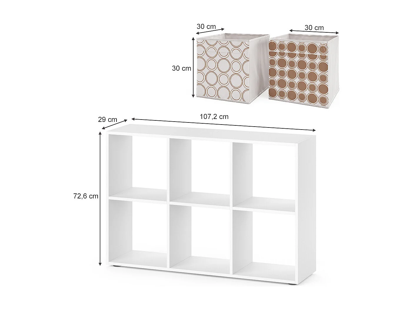 Meuble de rangement cube blanc 72x29x107.8