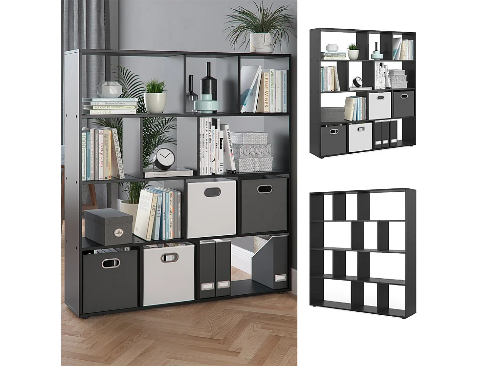 Meuble de rangement cube noir 131.6x29x143 pilar