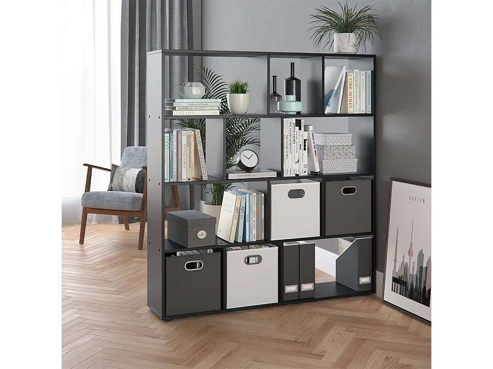 Meuble de rangement cube noir 131.6x29x143 pilar