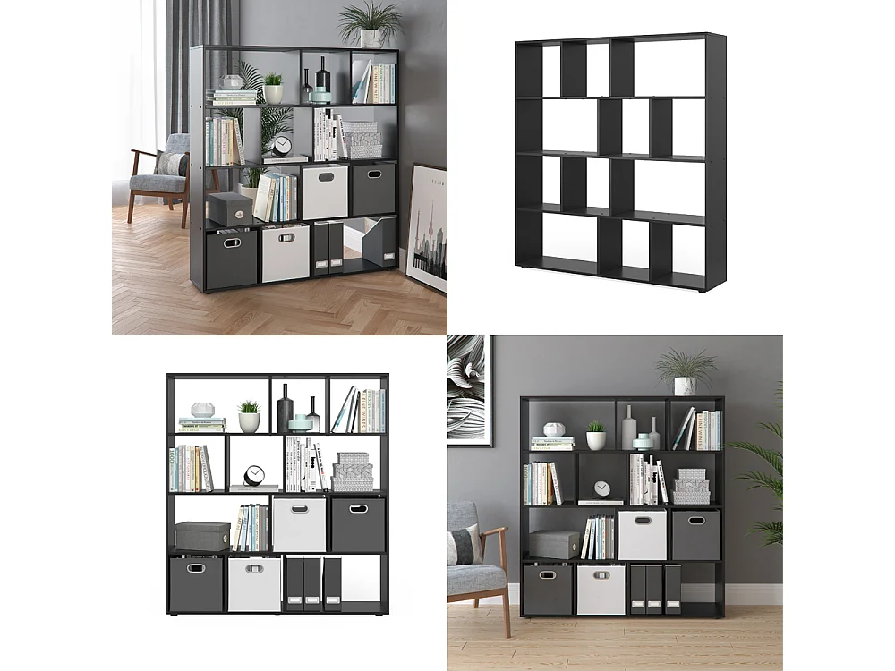 Meuble de rangement cube noir 131.6x29x143 pilar