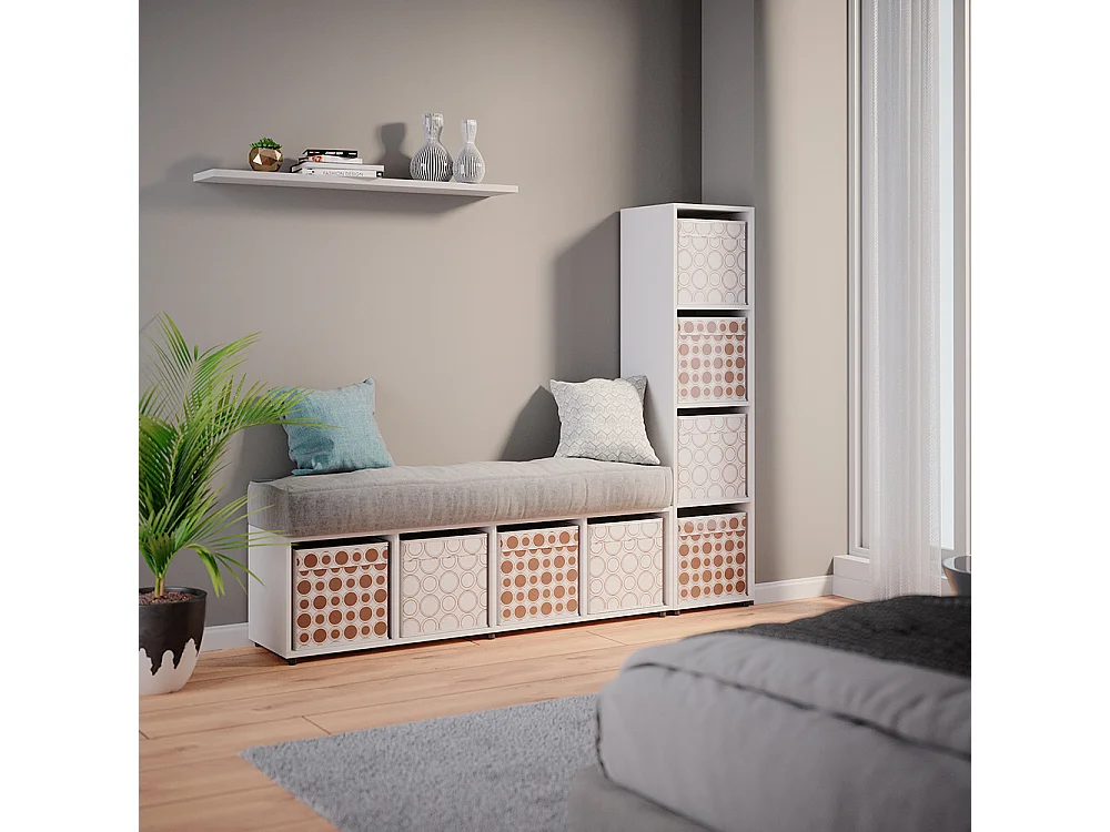 Meuble de rangement blanc 142.5x33x36.2 ludus