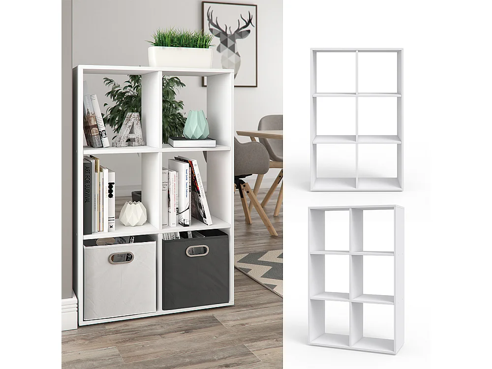 Meuble de rangement cube blanc 72x29x107.8 karree