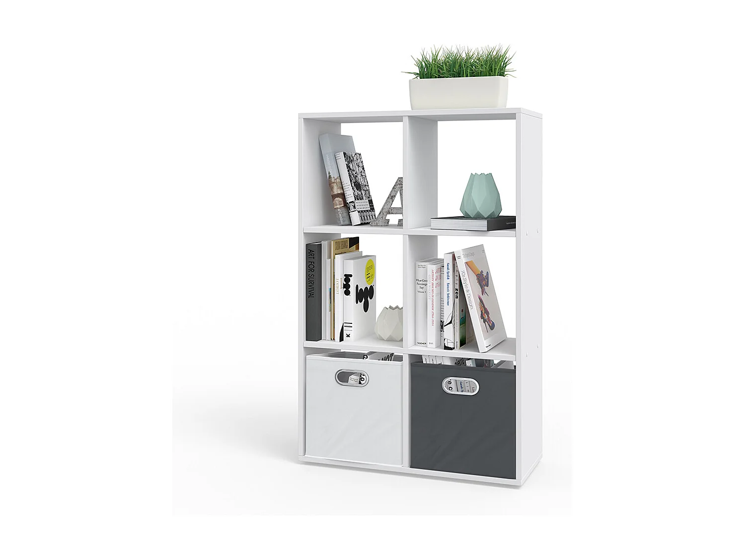 Meuble de rangement cube blanc 72x29x107.8 karree