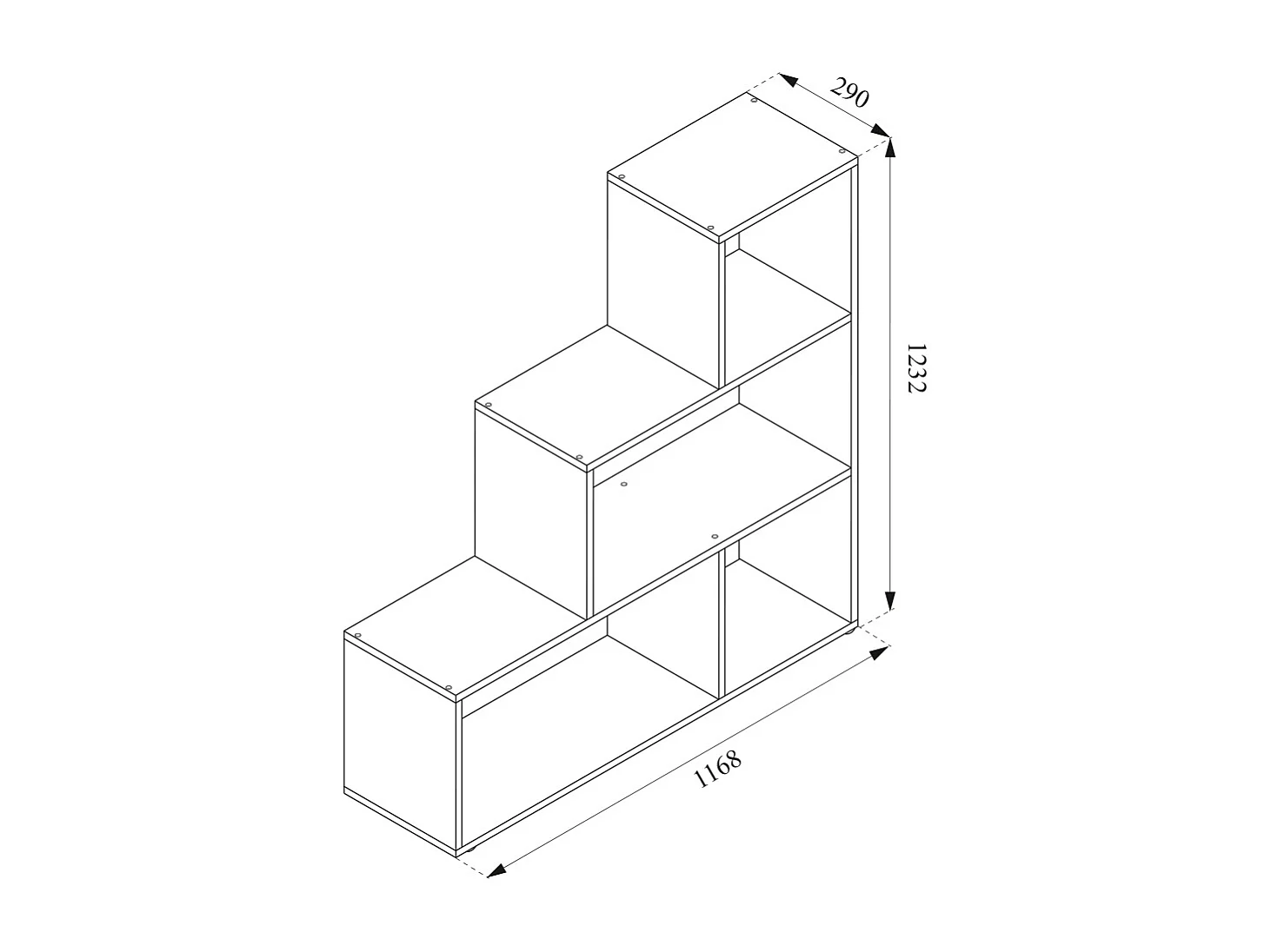 Treppenregal schwarz 116.8x29x123.2