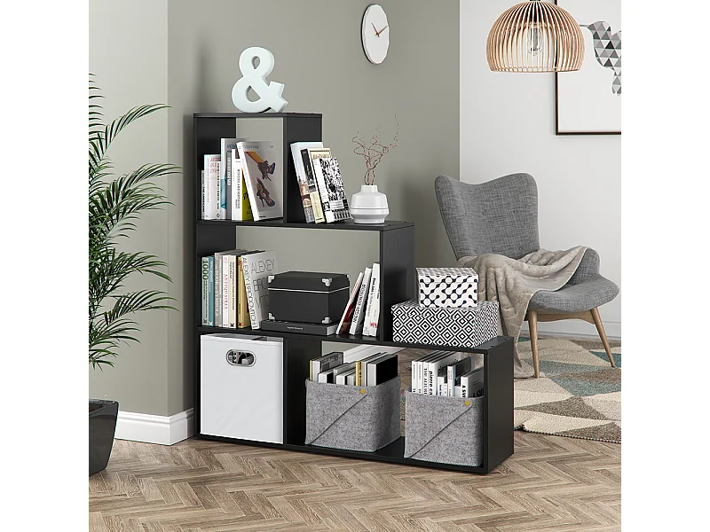 Treppenregal schwarz 116.8x29x123.2