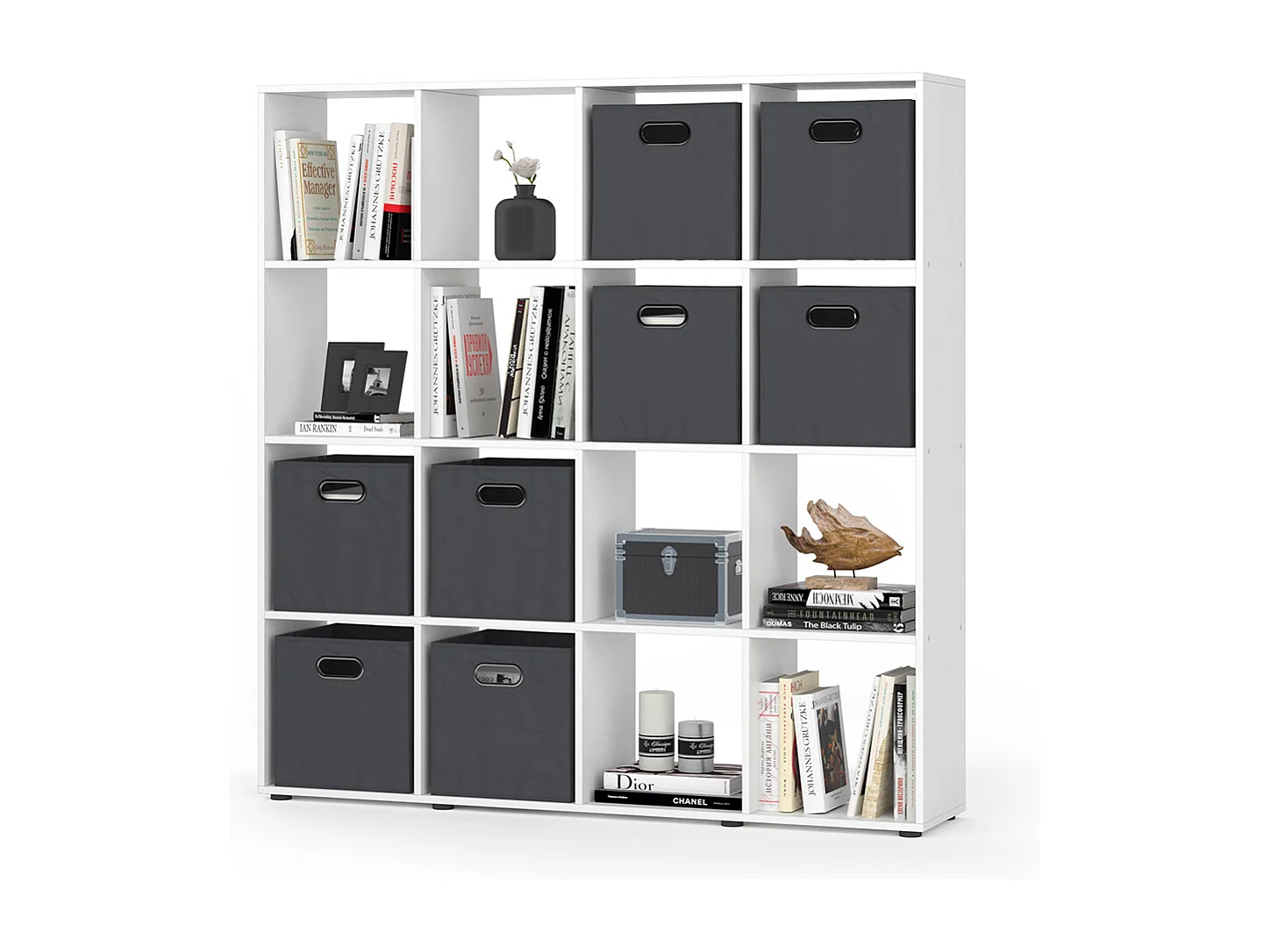 Meuble de rangement cube blanc 138.5x29x142.5 karree