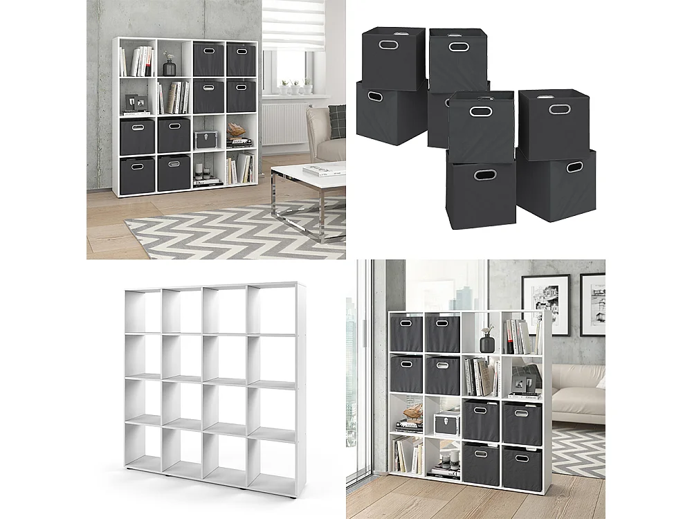 Meuble de rangement cube blanc 138.5x29x142.5 karree