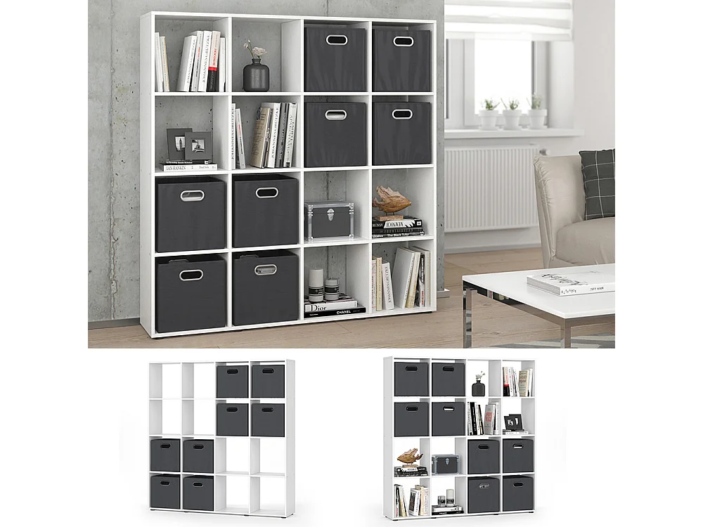 Meuble de rangement cube blanc 138.5x29x142.5 karree