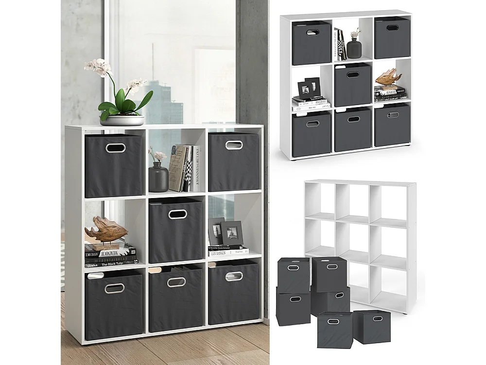 Meuble de rangement cube blanc 104x29x108 nove