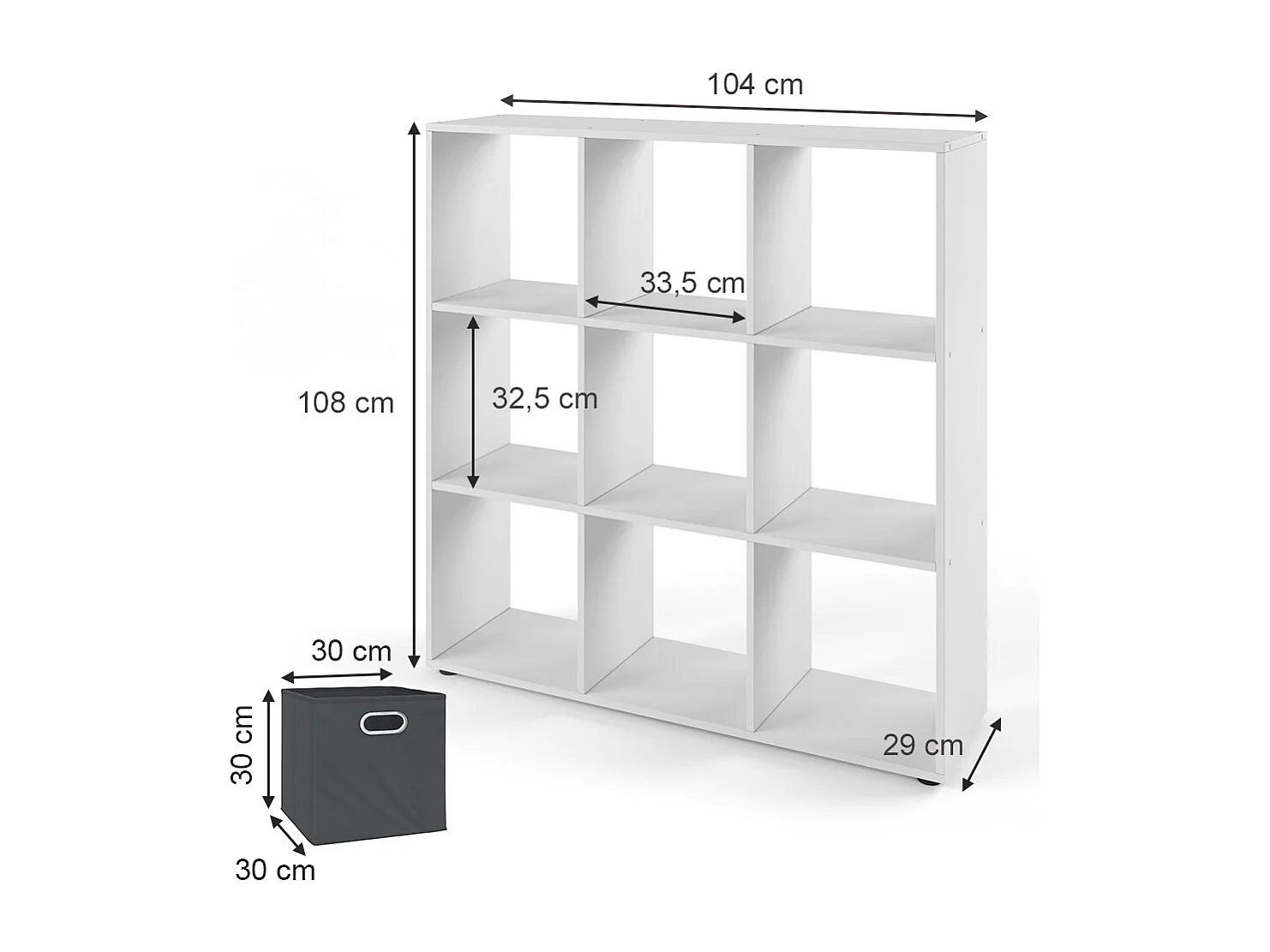 Meuble de rangement cube blanc 104x29x108 nove