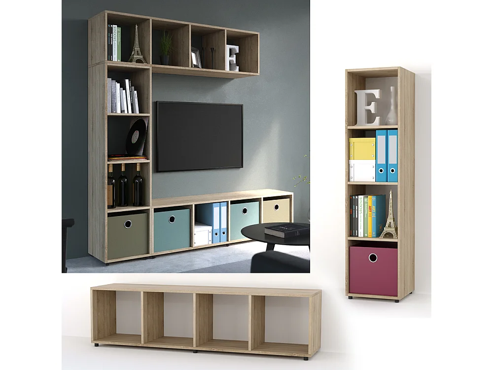 Meuble de rangement cube sonoma 142.5x33x36.2 ludus