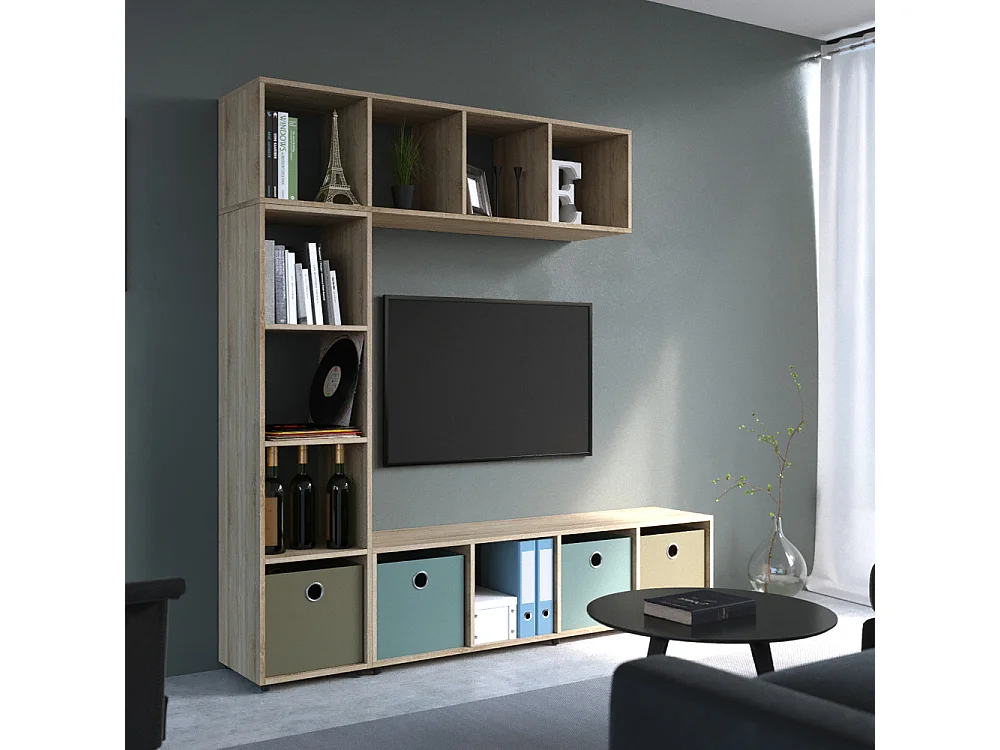 Meuble de rangement cube sonoma 142.5x33x36.2 ludus