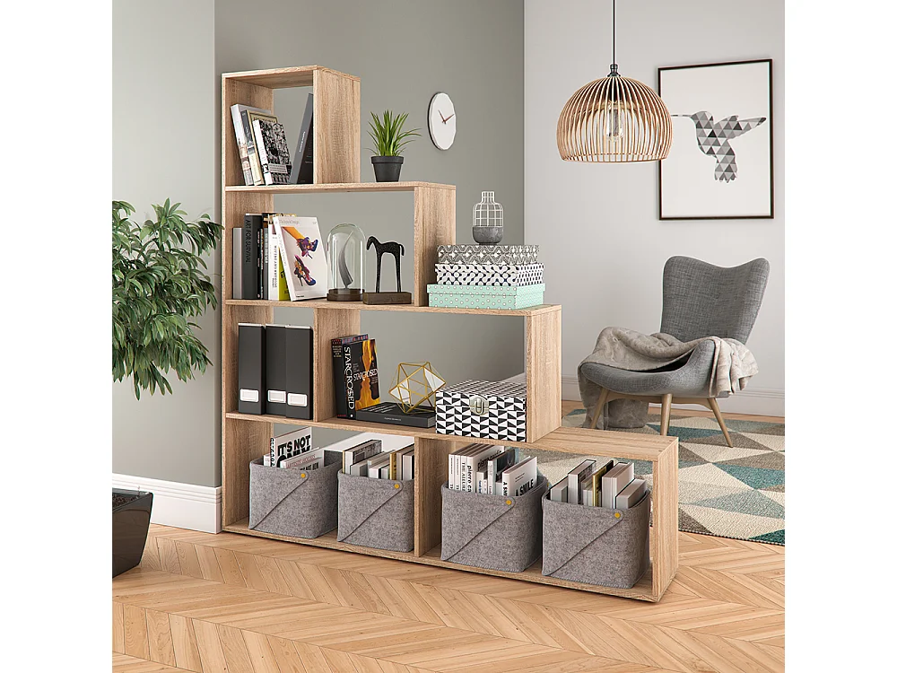 Treppenregal sonoma 163x29x155