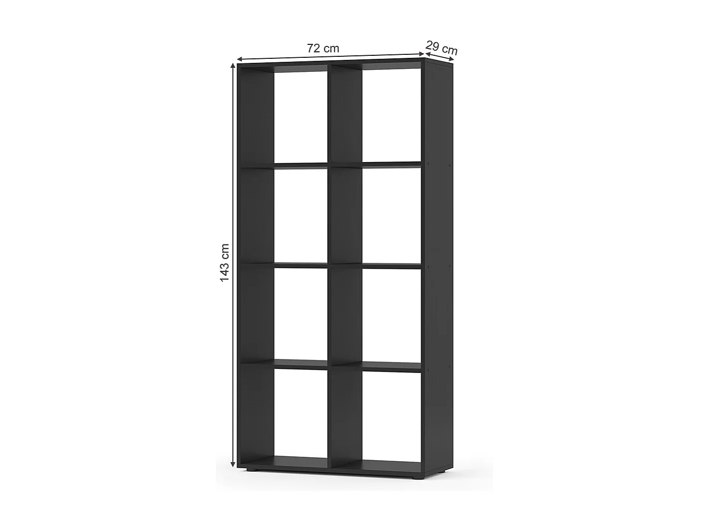 Meuble de rangement cube noir 143x29x72 scutum