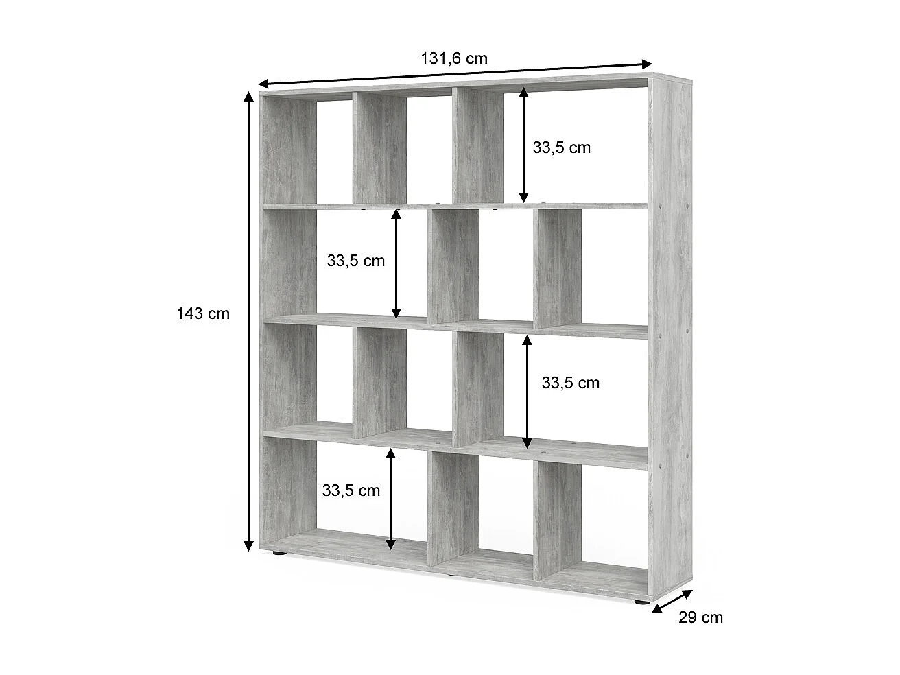 Meuble de rangement cube gris 131.6x29x143 pilar
