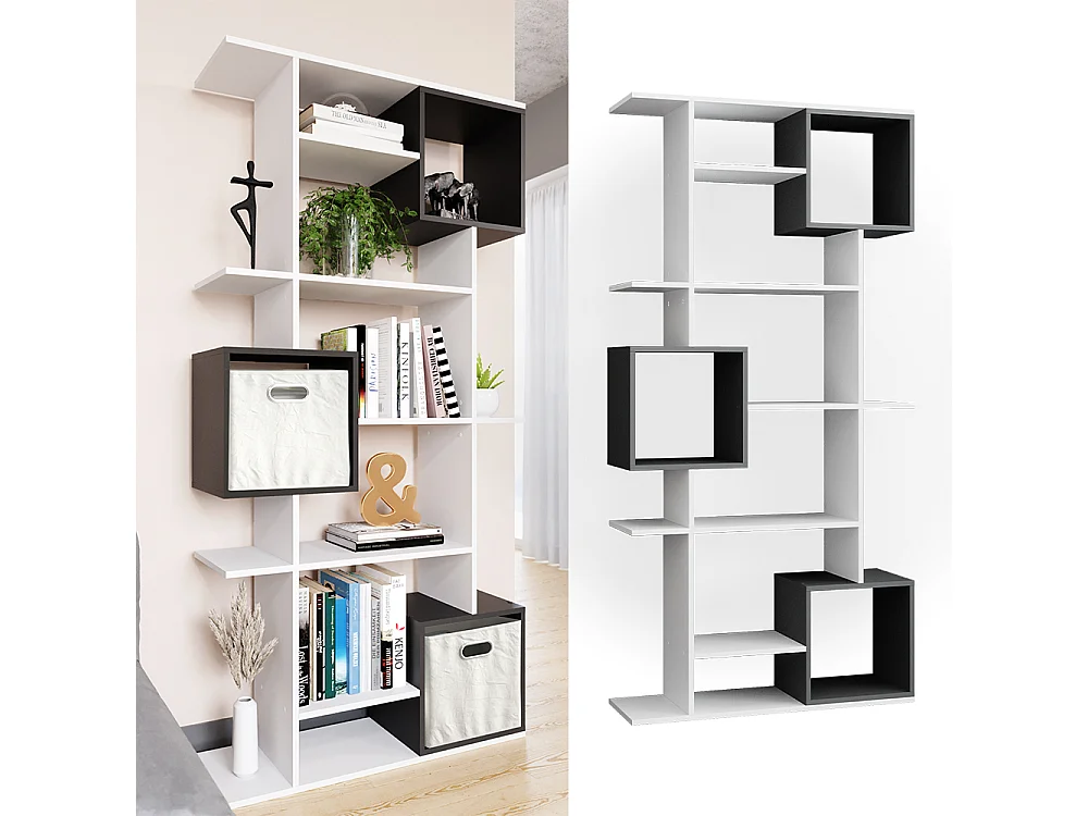 Meuble de rangement cube blanc/anthracite 92x29x187.7 cube